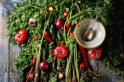 Flaches Druckmotiv Frische Ernte für Heizkörperverkleidung