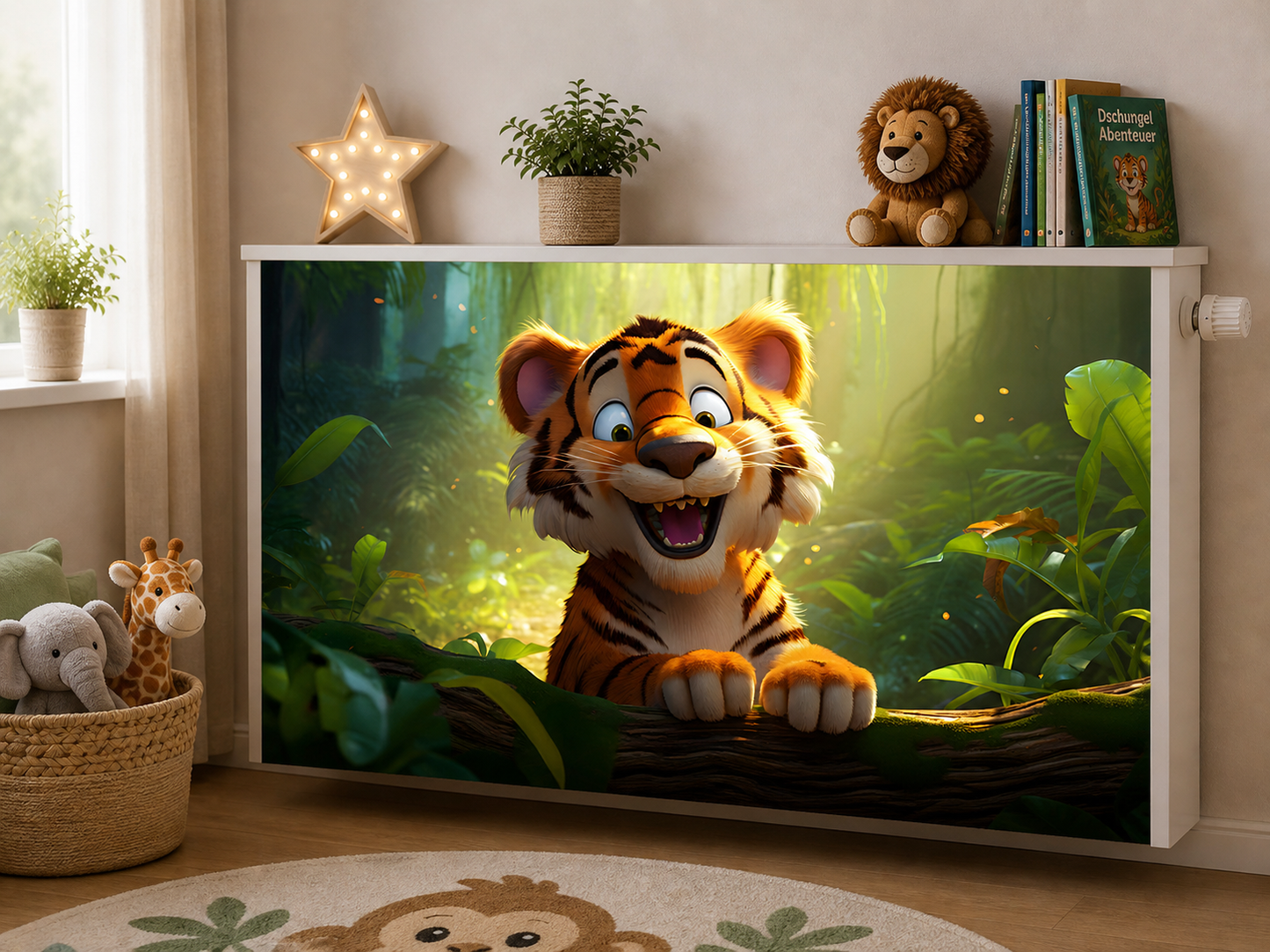 Magnetische Heizkörperverkleidung – Motiv Kleiner Tiger im Wohnraum