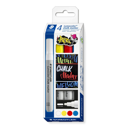 STAEDTLER Lumocolor® chalk marker | farbig  | Strichbreite 2,4mm  | Rundspitze  | 4 Stück