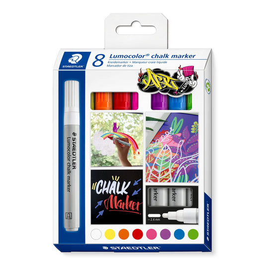 STAEDTLER Lumocolor® chalk marker | farbig | Strichbreite 2,4mm | Rundspitze | 8 Stück