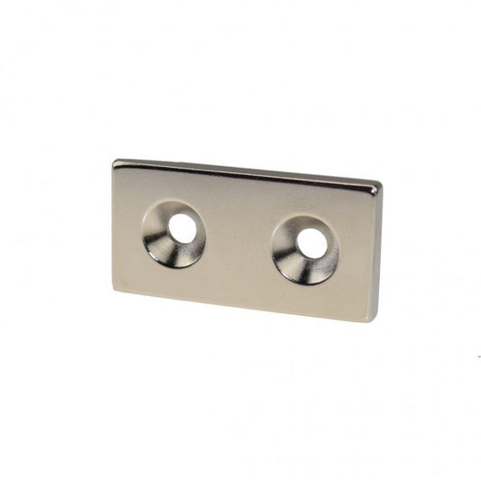 Haftgrund für Magnete | Eisenplättchen 40,0 x 20,0 x 3,0 mm  mit 2 Senklöchern