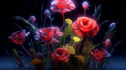 Flaches Druckmotiv Midnight Roses für Heizkörperverkleidung
