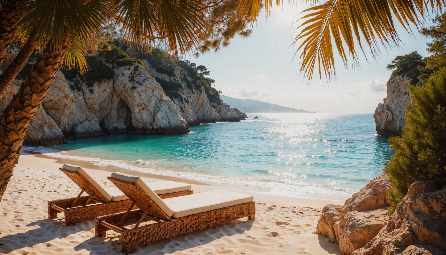 Flaches Druckmotiv Paradies Beach für Heizkörperverkleidung