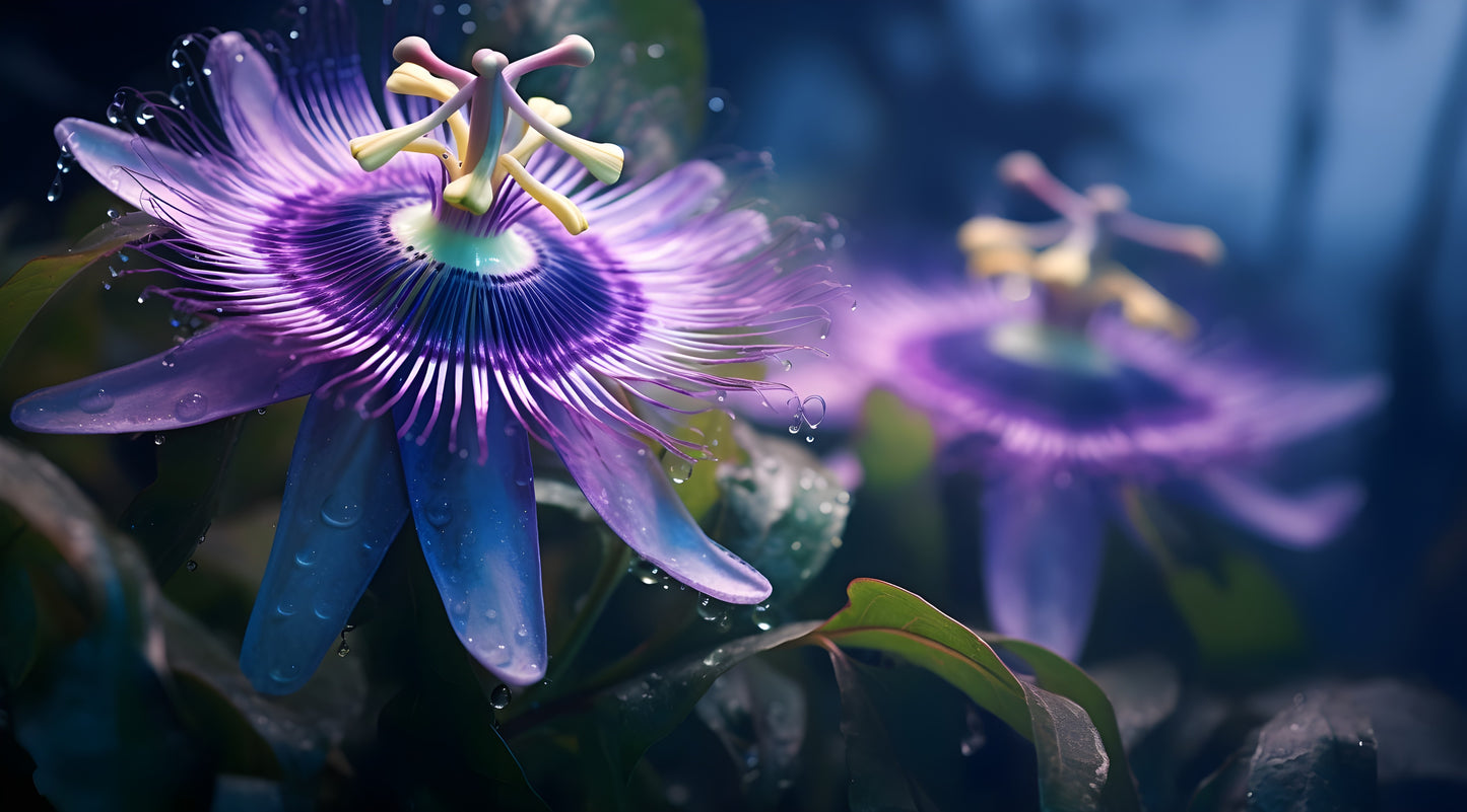 Flaches Druckmotiv Passionsblume für Heizkörperverkleidung