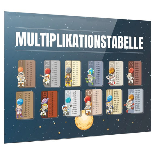 Lerntafel Einmaleins 1x1 in 60x45cm Bedrucktes Acrylglas Mathe Nachhilfe Lernen Astronaut