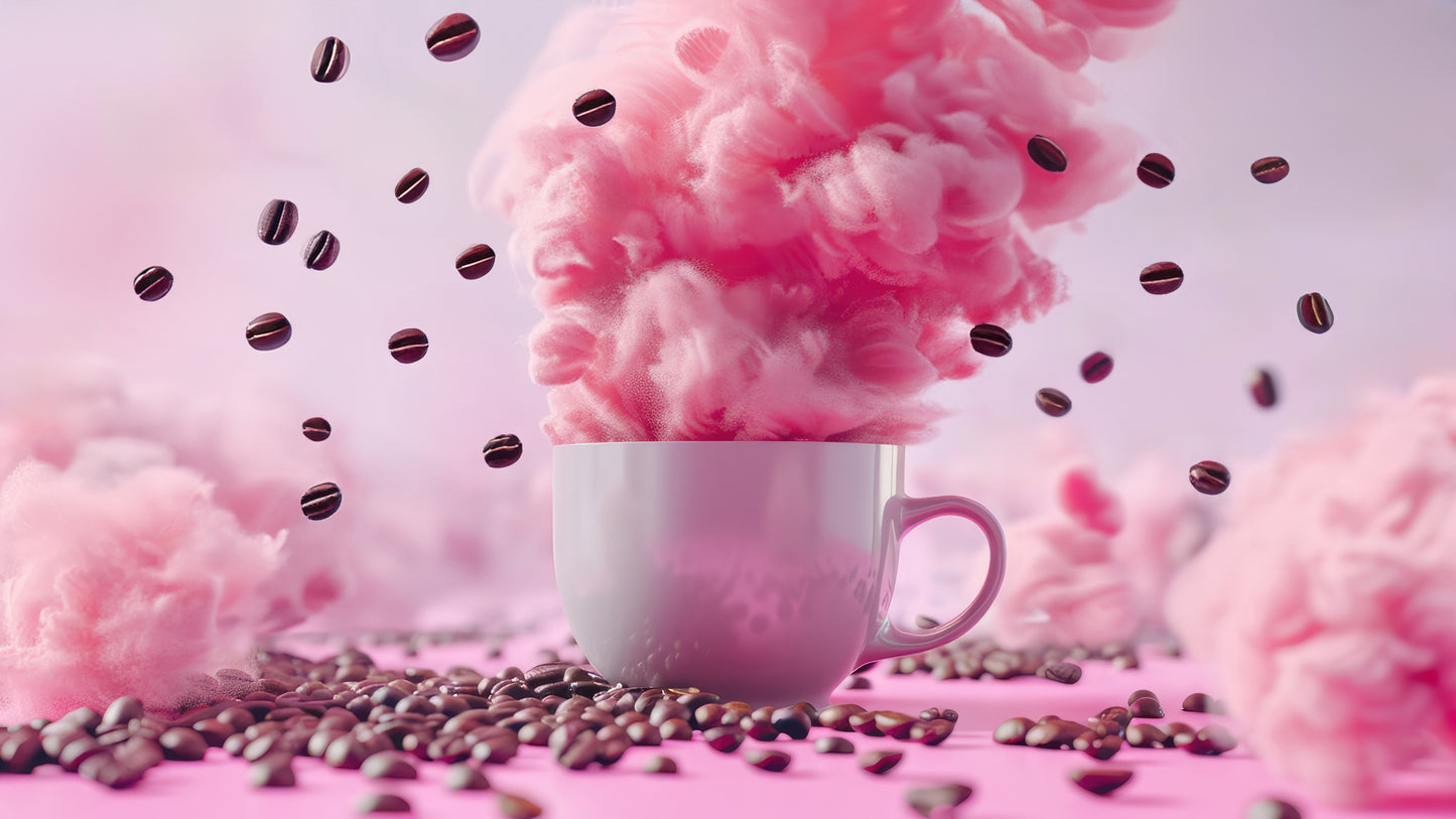 Flaches Druckmotiv Pink Coffee Dream für Heizkörperverkleidung