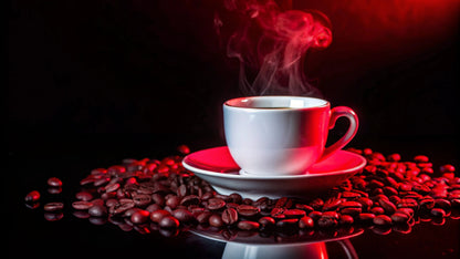 Flaches Druckmotiv Red Coffee für Heizkörperverkleidung