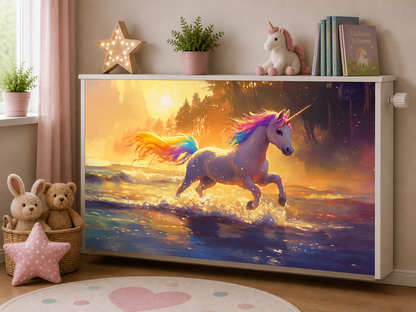 Magnetische Heizkörperverkleidung – Motiv Regenbogenzauber im Wohnraum