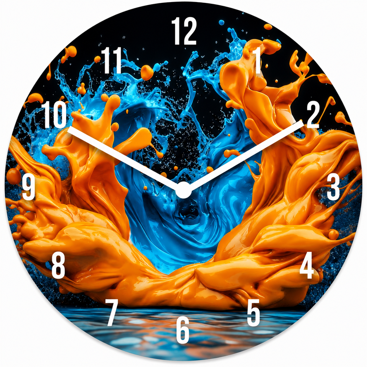 Hochwertige 30cm-Uhren Made in Alzenau Lautlose Uhr MDF Acryl Motiv Splash Explosion