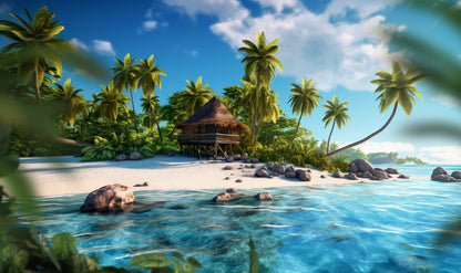 Flaches Druckmotiv Tropical Beach für Heizkörperverkleidung