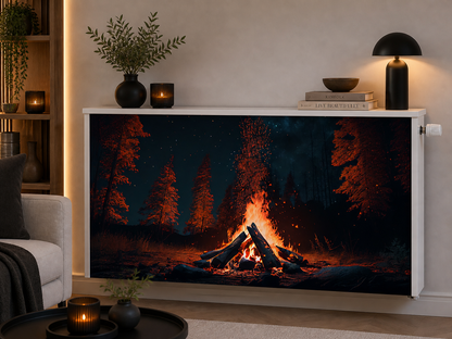 Magnetische Heizkörperverkleidung – Motiv Waldfeuer im Wohnraum