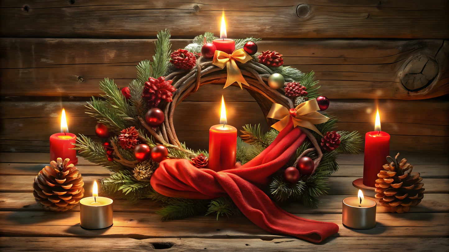 Flaches Druckmotiv Weihnachtlicher Kerzenschein für Heizkörperverkleidung