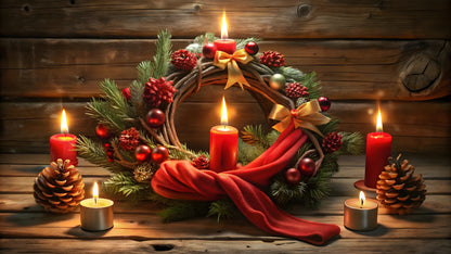 Flaches Druckmotiv Weihnachtlicher Kerzenschein für Heizkörperverkleidung