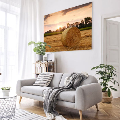 Bedrucktes Acrylglas als Magnetwand, Küchen-Hintergrund, Motiv Heuballen