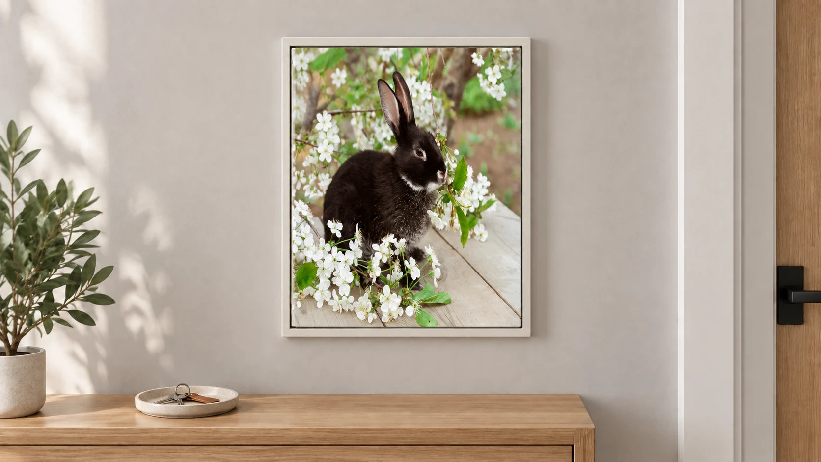 Stromkasten mit Magnetfolie Schwarzer Hase Blüten