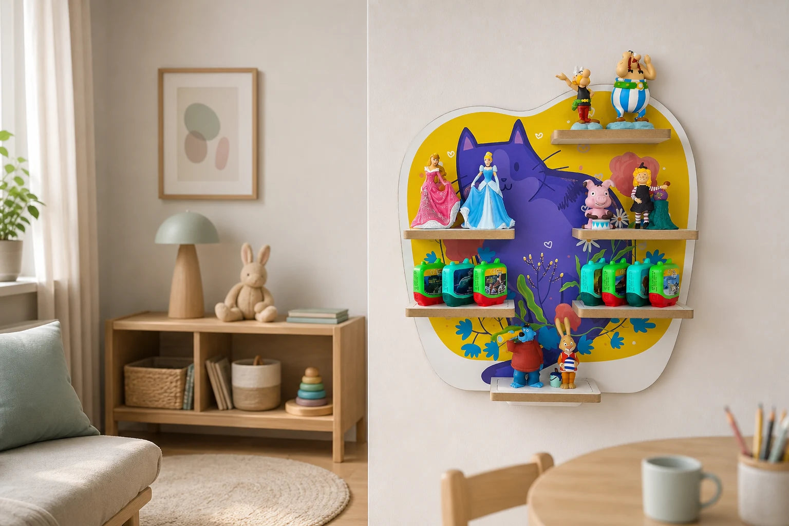 Smagnon Tonie-Regal Katze in einem hellen Kinderzimmer